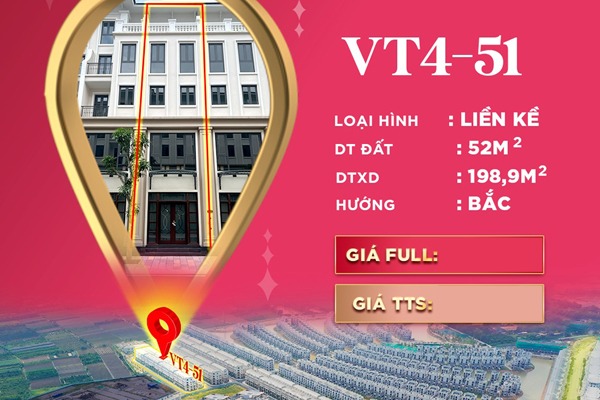 LIỀN KỀ 52 m2 VỊNH TÂY 4-51 (RA HÀNG 29/5/2024)