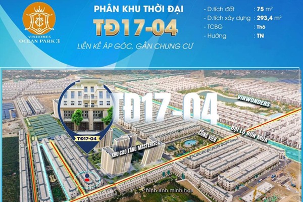 LIỀN KỀ ÁP GÓC  THỜI ĐẠI 17-04 | VIN OCEAN PARK 3