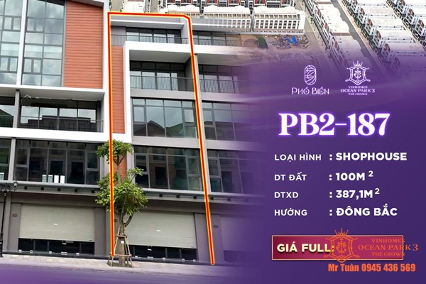 PB2-187 SHOPHOUSE 2 MẶT ĐƯỜNG / SỔ ĐỎ LÂU DÀI