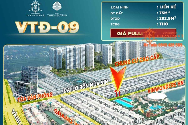 VTĐ-09 VỊNH THIÊN ĐƯỜNG  (75 m2 / MẶT TIỀN 6m)